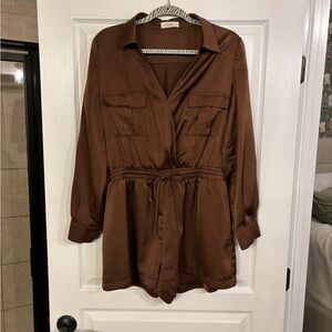 Brown Silk Romper